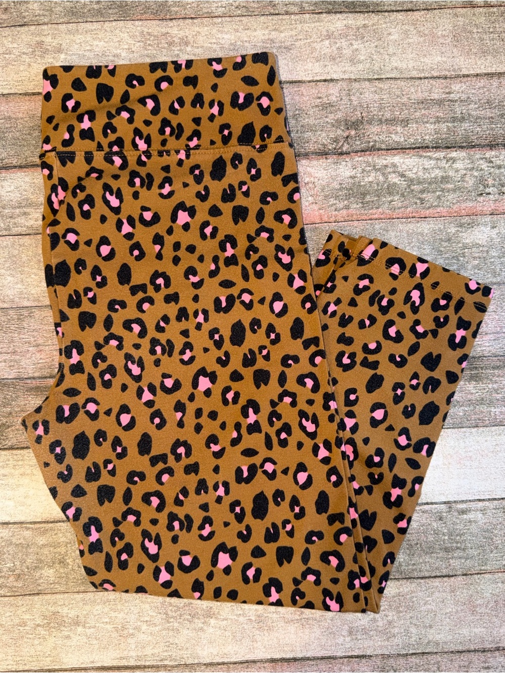 J. Crew Leopard Print Leggings with Pink and Black Spots